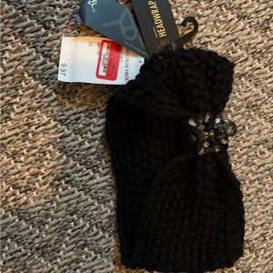 David and Young Black Knit Headwrap with Crystal Embellishment